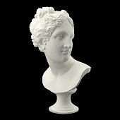 istock Plaster bust of Venus de milo isolatet on a black bakground. 3d image. 1337889013