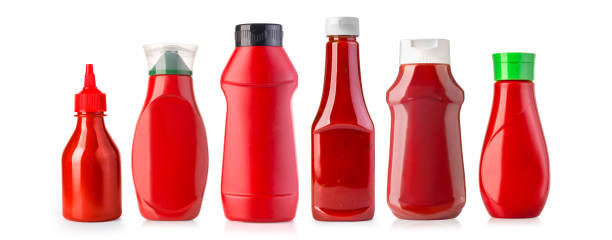 plastic Bottles of Ketchup isolated plastic Bottles of Ketchup a Isolated on White ketchup stock pictures, royalty-free photos & images