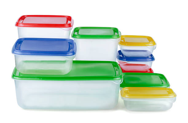 Plastic Containers Stack of food plastic containers isolated on white plastic container stock pictures, royalty-free photos & images