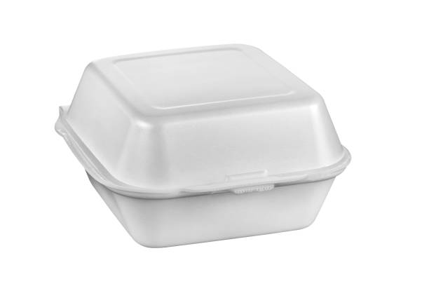 plastic voedsel lade, styrofoam voedsel lade geïsoleerd op witte achtergrond - polystyreen stockfoto's en -beelden