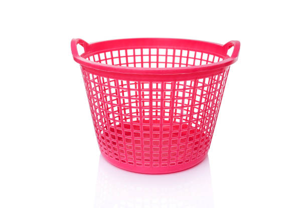 High Grade Plastic Circular Style Washing Linen Laundry Basket Red 