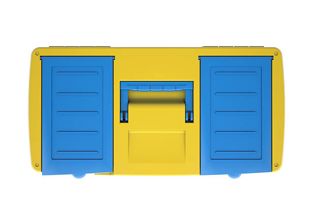kunststoff-tool-box - werkzeugkasten von oben stock-fotos und bilder