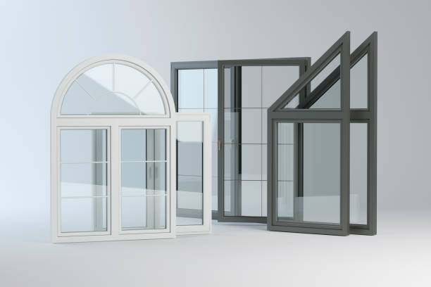 Plastic windows collection 3D illustration pvc stock pictures, royalty-free photos & images