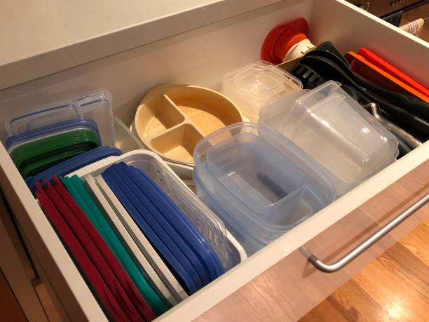 Plastics kitchen drawer stock photo