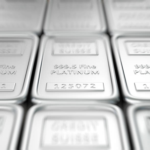 999 5 platinum ingots with serial numbers stock photo