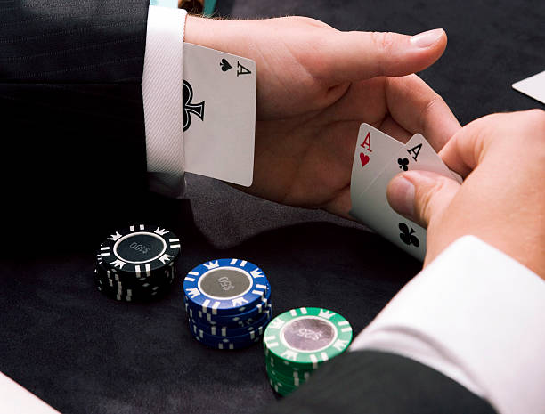 Playing poker ace up the sleeve stock photo
