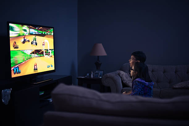 playing video games stock photo