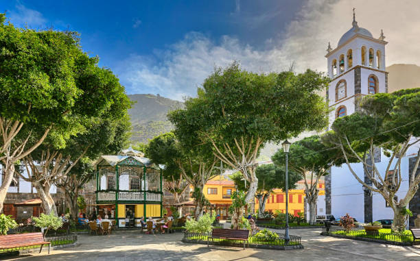Plaza de la Libertad in Garachico at the north coast of Tenerife (Canary Islands) stock photo