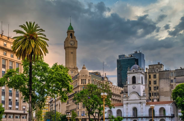 Plaza de Mayo (May Square), the main foundational site of Buenos Aires, Argentina. It has been the scene of the most momentous events in Argentine history, as well as the largest popular demonstrations in the country. stock photo