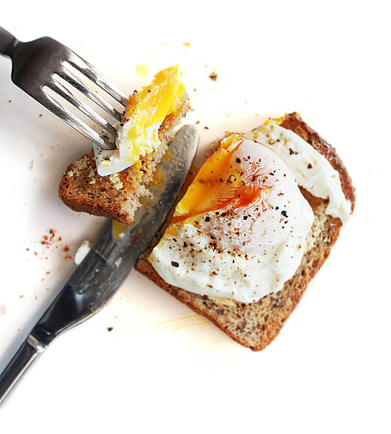 Poached egg on toast stock photo