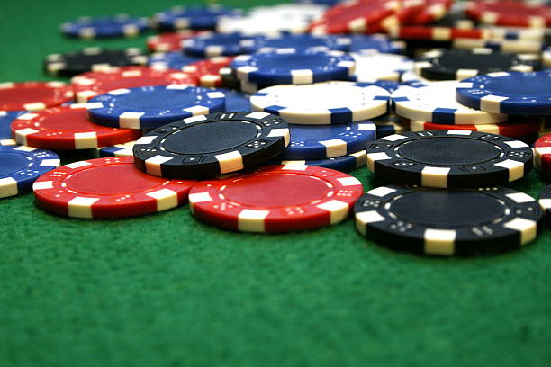 poker chips close-up stock photo
