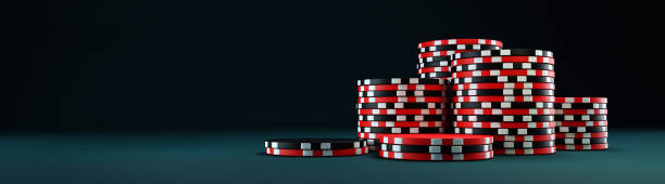 fichas de póquer en la mesa. renderizado 3d - texas shooting fotografías e imágenes de stock