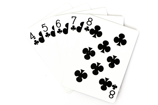 5 cards showing different poker hands