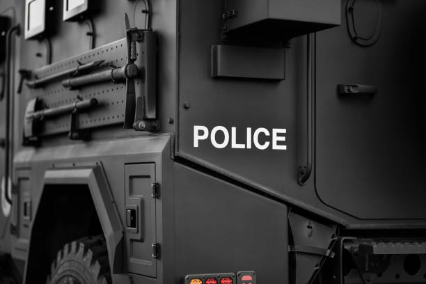 police armored truck stock photo