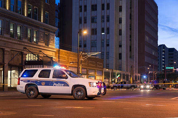Police scene in Phoenix stock photo