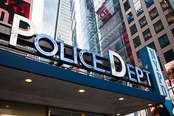 Police station at Times Square New York City stock photo