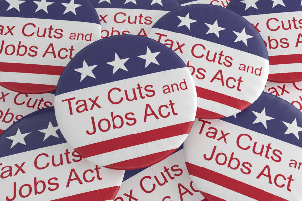 USA Politics News Badges: Pile of Tax Cuts And Jobs Act Buttons With US Flag, 3d illustration USA Politics News Badges: Pile of Tax Cuts And Jobs Act Buttons With US Flag, 3d illustration bills and taxes stock pictures, royalty-free photos & images