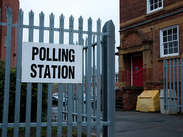 Polling Station at Old School A polling station at former school, Coventry, UK. polling place stock pictures, royalty-free photos & images