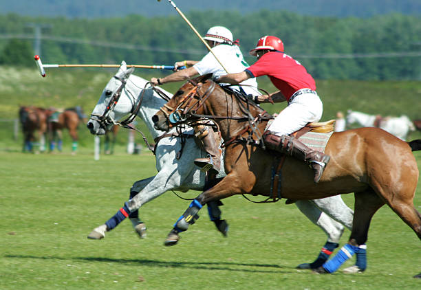 Polo player in full speed stock photo