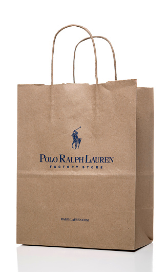 Ralph LAUREN POLO Brown Paper Carrier Bag Factory Store 