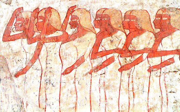 Polychrome Wall Painting, Tomb of Userhat, Theban Necropolis, Luxor, Egypt stock photo