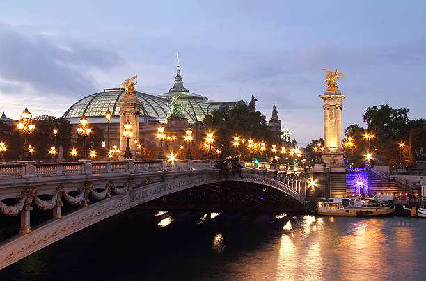 Pont Alexandre III at dusk . Paris stock photo