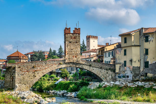 Ponte della Gaietta in Millesimo, Savona, Italy. stock photo