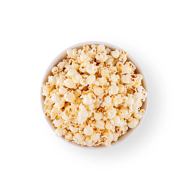 Popcorn in top view isolated stock photo