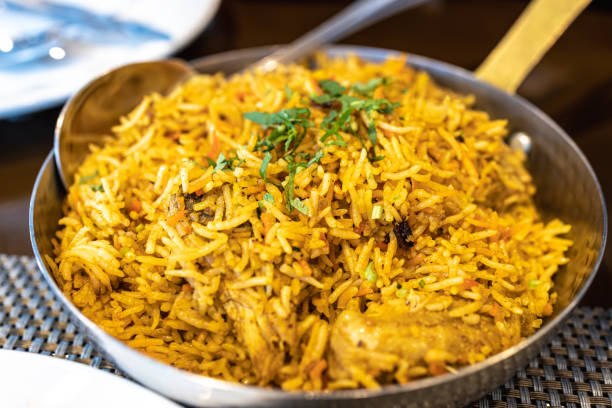 Popular India food Mughlai biryani stock photo
