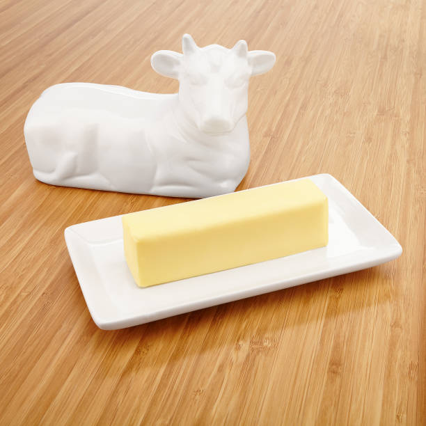 Porcelain cow butter dish stock photo