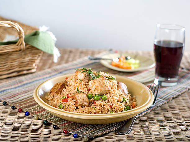 Pork with Fried Rice stock photo