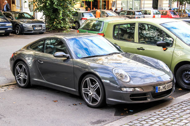 Porsche 911 (991) BERLIN, GERMANY - AUGUST 16, 2014: Motor car Porsche 911 (991) in the city street. 1991 stock pictures, royalty-free photos & images