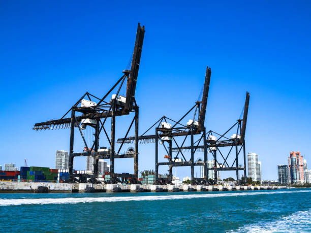 Port of Miami Cranes stock photo
