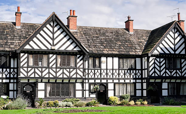 Port sunlight cottages. These cottages where built to house the work force of lever brother's factory in port sunlight wirral UK.. the wirral stock pictures, royalty-free photos & images