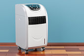 istock Portable Air Conditioner in room on the wooden floor, 3D rendering 898247548
