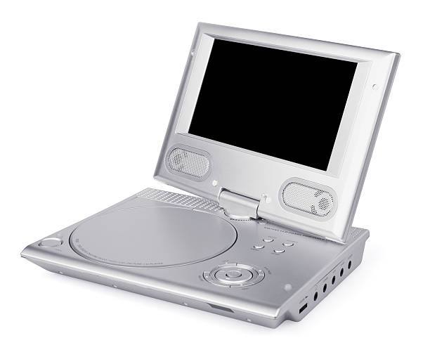 Portable DVD player (clipping path), isolated on white background Portable DVD player with swivel wide LCD screen and antenna.  Portable DVD Player stock pictures, royalty-free photos & images