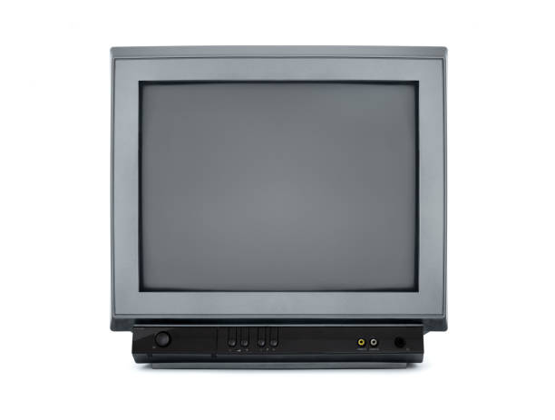 Portable television from the 80s - on white background stock photo