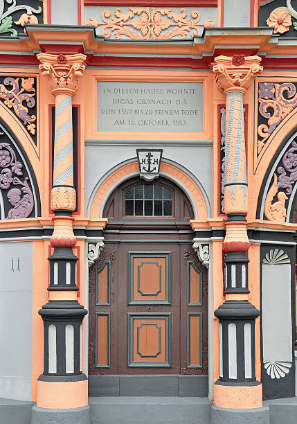 Portal of Cranach house in Weimar stock photo