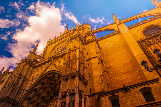 Portal of the Cathedral of Seville in Andalusia, Spain Portal of the Cathedral of Seville in Andalusia, Spain. Beautiful colorful image of the landmark in Spain. seville cathedral stock pictures, royalty-free photos & images