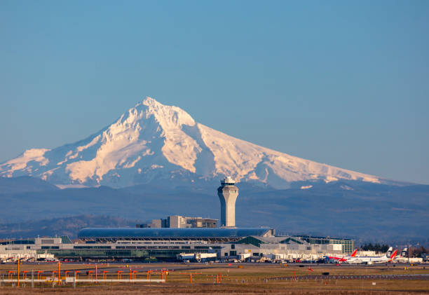 Portland Airport Mt Hood Oregon. stock photo