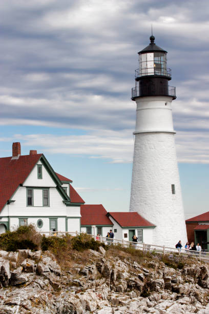 Portland Head Lighthouse at Cape Elizabeth, Maine stock photo
