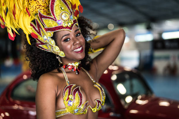 Portrait of a Brazilian woman wearing carnival costume The best of Brazilian carnival mardi gras women stock pictures, royalty-free photos & images