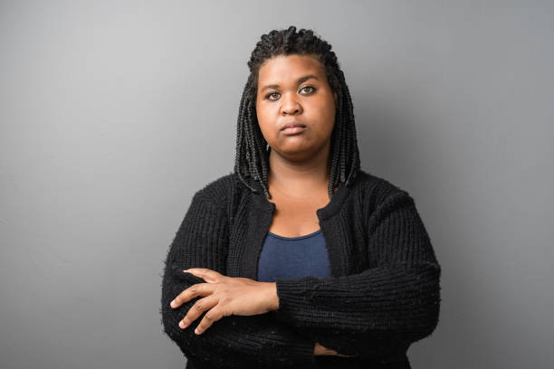 Portrait of a serious black woman stock photo