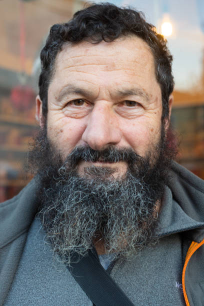 Portrait of bearded man in his 60s stock photo