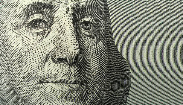Portrait of Benjamin Franklin with copyspase  american one hundred dollar bill stock pictures, royalty-free photos & images