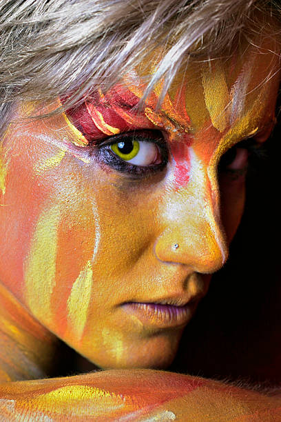Portrait of Body Painted Woman stock photo