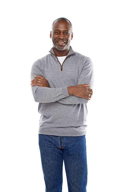 Portrait of confident african middle aged man stock photo