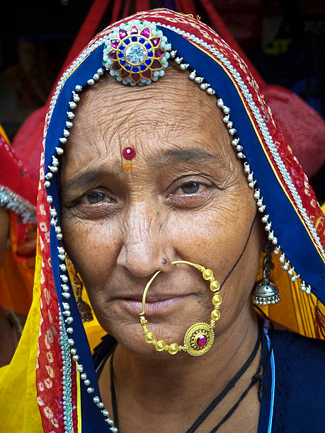 Portrait Of Elderly Indian Woman stock photo