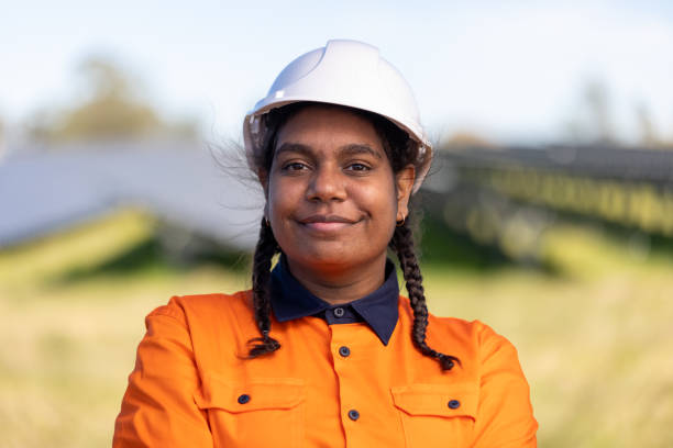 Portrait Of Female Aboriginal Australian Worker stock photo