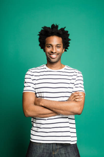 Portrait of friendly afro american man stock photo
